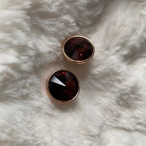 Maroon and Gold-Tone Earrings